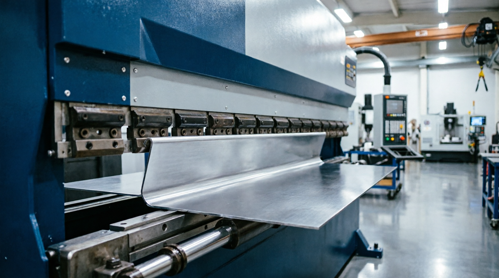 Prensa plegadora CNC doblando chapa metálica con precisión - Industrias MAM Valencia